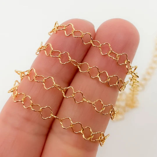 Gold Fill Clover Link 4mm Chain By The Foot.