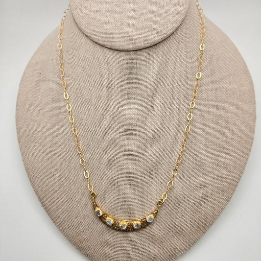 Gold Fill Moonstone Moon Chain Necklace 24 inch.