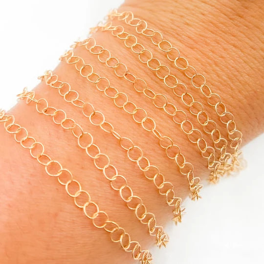 Gold Fill Twisted Round Link 3mm Chain By The Foot.