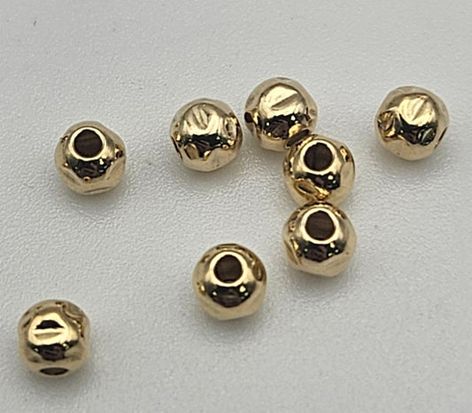 Gold Filled Round Hammered Beads 4mm 10 Pack.