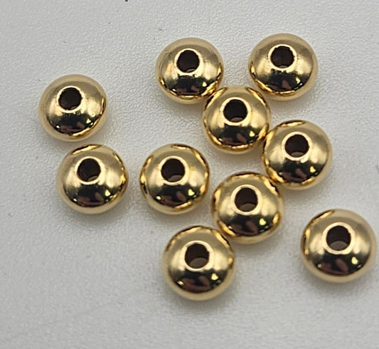 Gold Filled Saucer Beads 4mm 10 Pack.