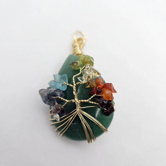Gold Filled Tree of Life Chakra Pendant.