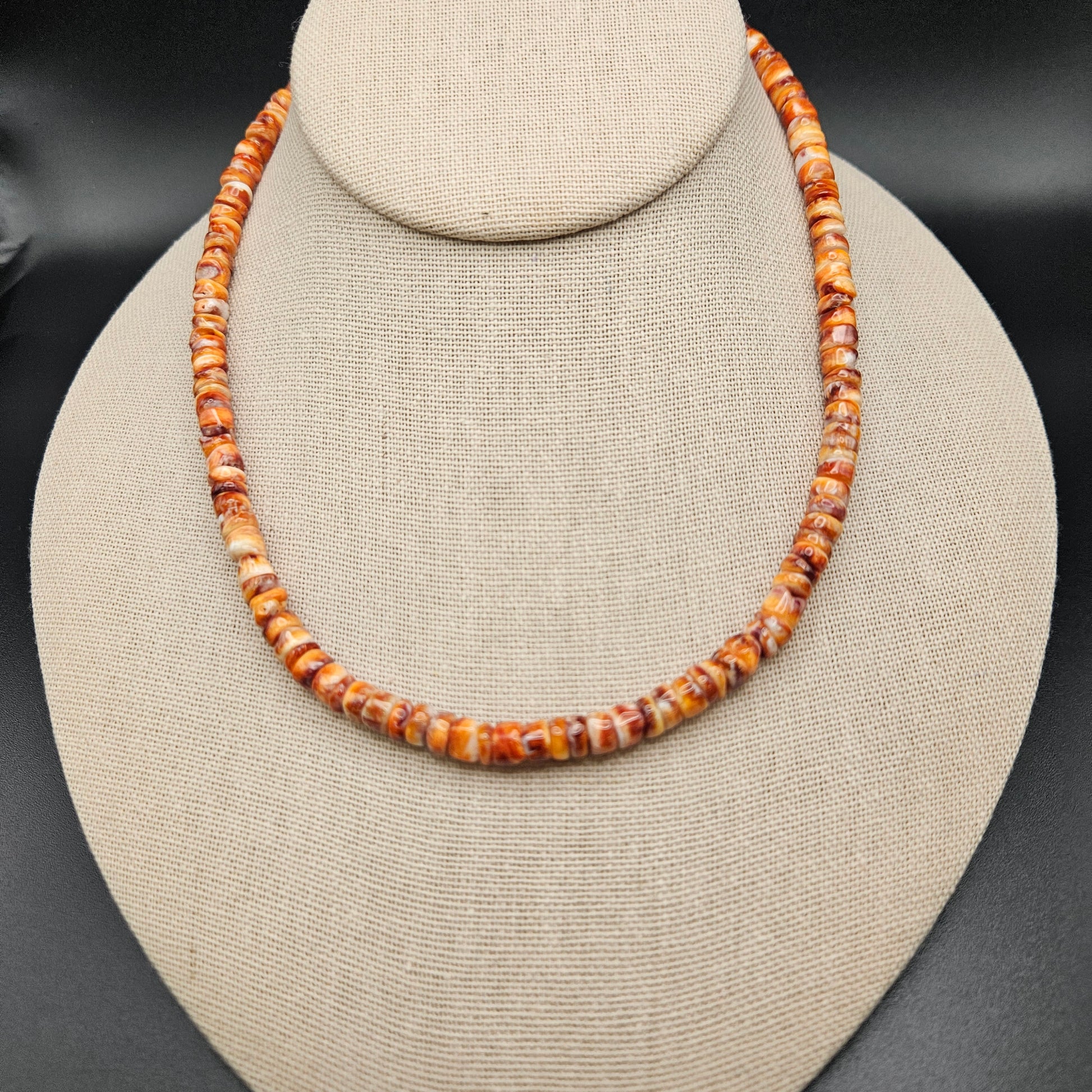 Gold Filled and Orange Spiny Oyster Necklace 18 Inch Adjustable.