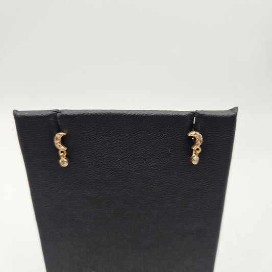 Gold Moon Drop Earrings