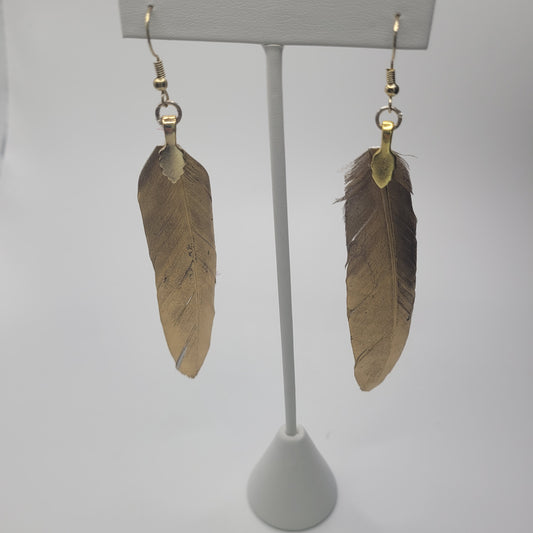 Gold Plated Gold Color Feather Earrings.