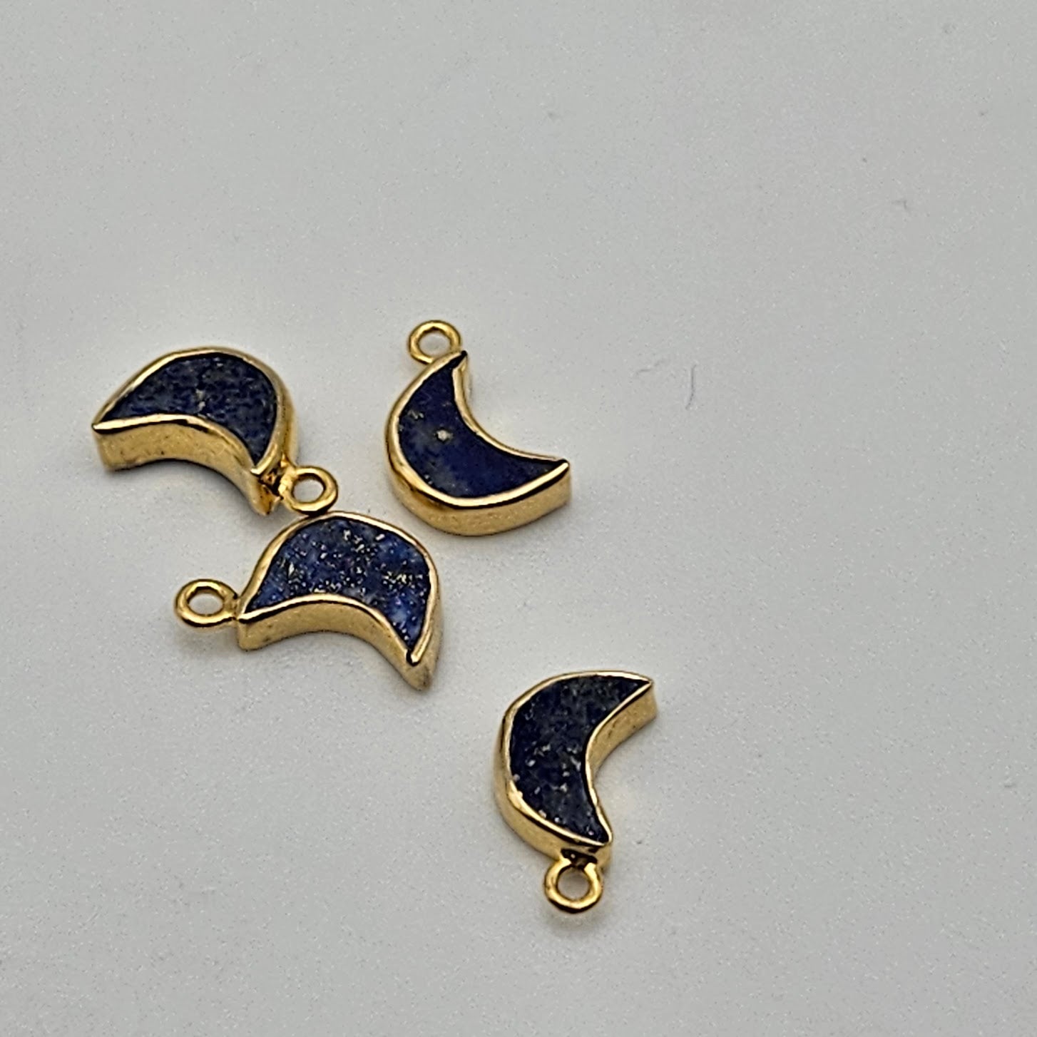Gold Plated Lapis Moon Charm.