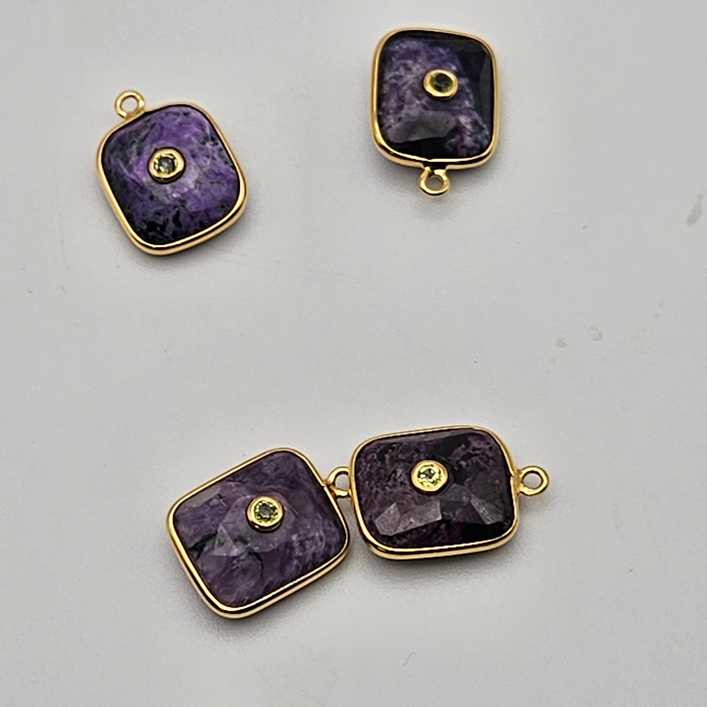 Gold Plated Lepidolite Pendant Charm.