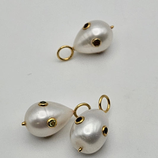 Gold Plated Pearl Drop Charm.