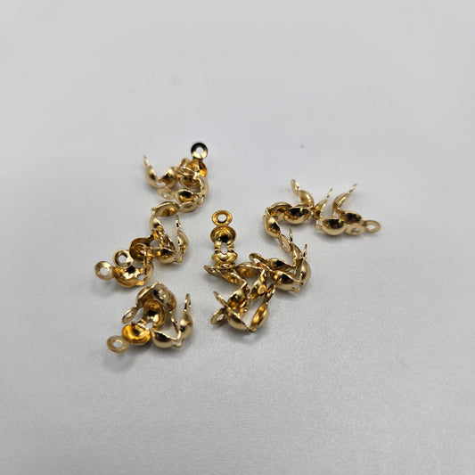 Gold Plated Stainless Steel Clam Shell Double Loop 3.5mm.