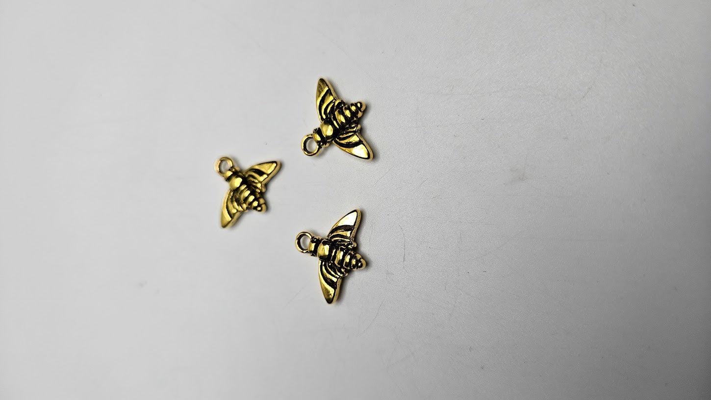 Gold Color Pewter Bee Charm.