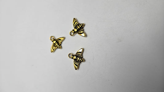 Gold Color Pewter Bee Charm.