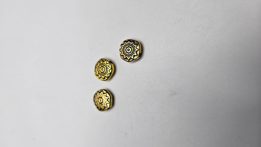 Gold Color Pewter Round Sun Bead.