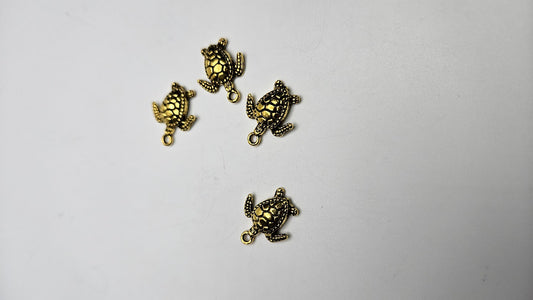 Gold Color Pewter Turtle Charm.