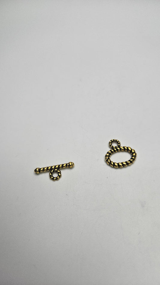 Gold Colored Rope Pewter Clasp.