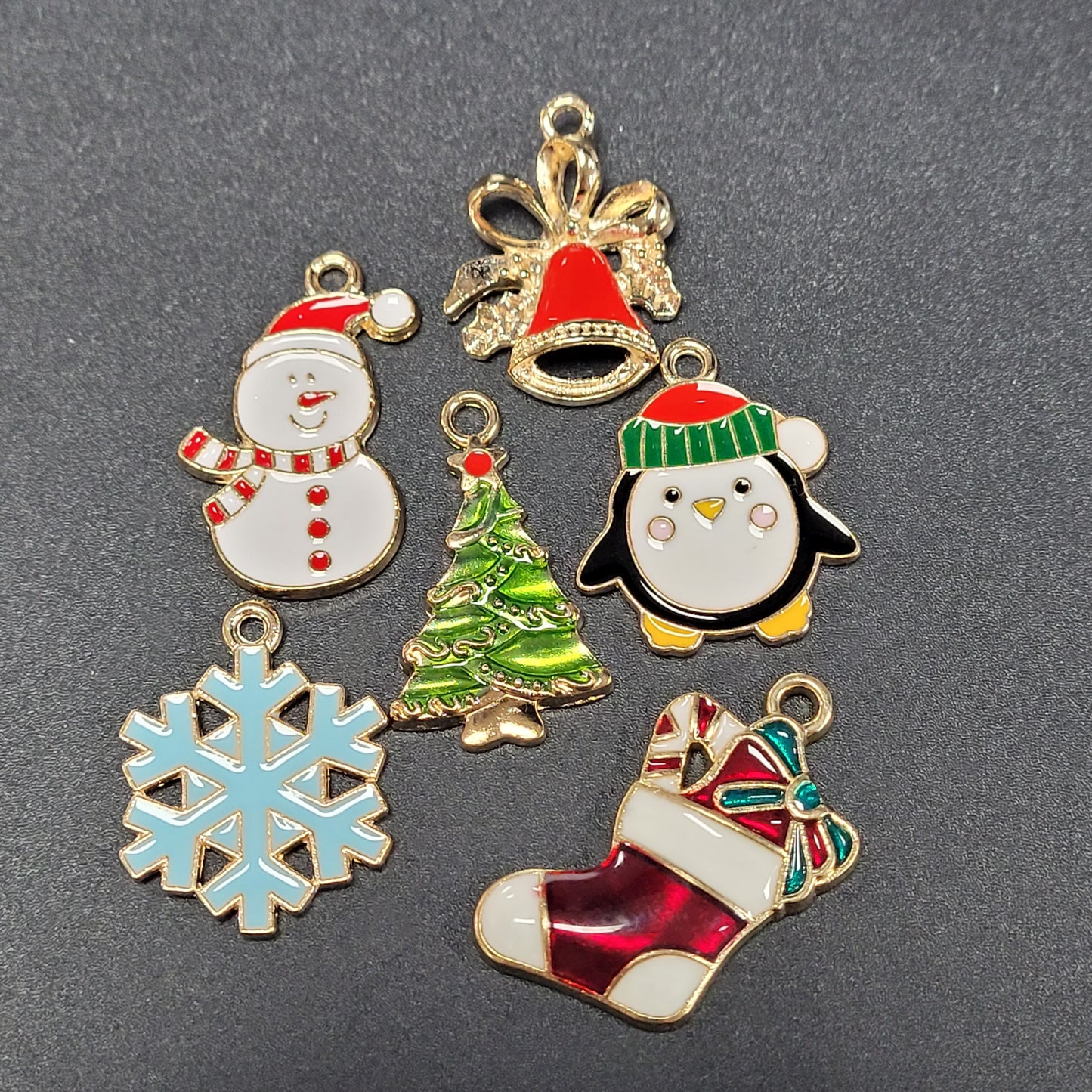 Gold Plated Assorted Enamel Christmas Charms.