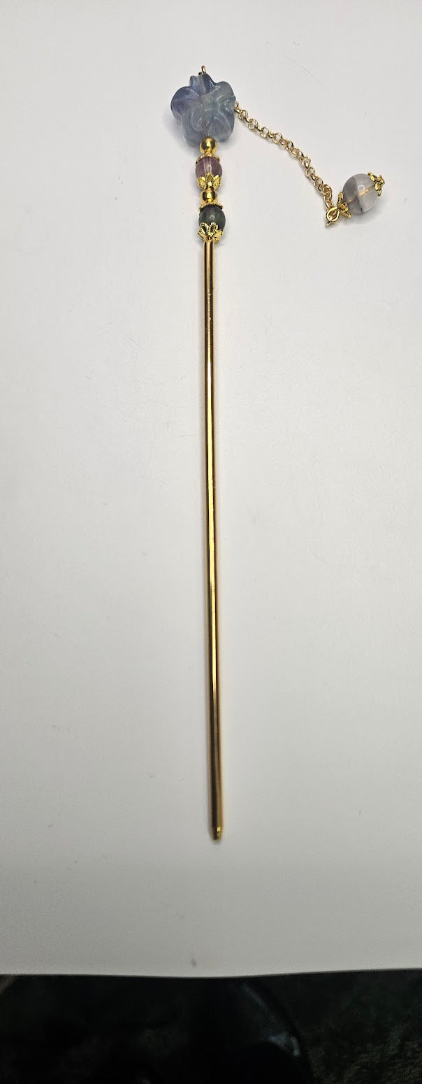 Gold Plated Flourite Hairpin.