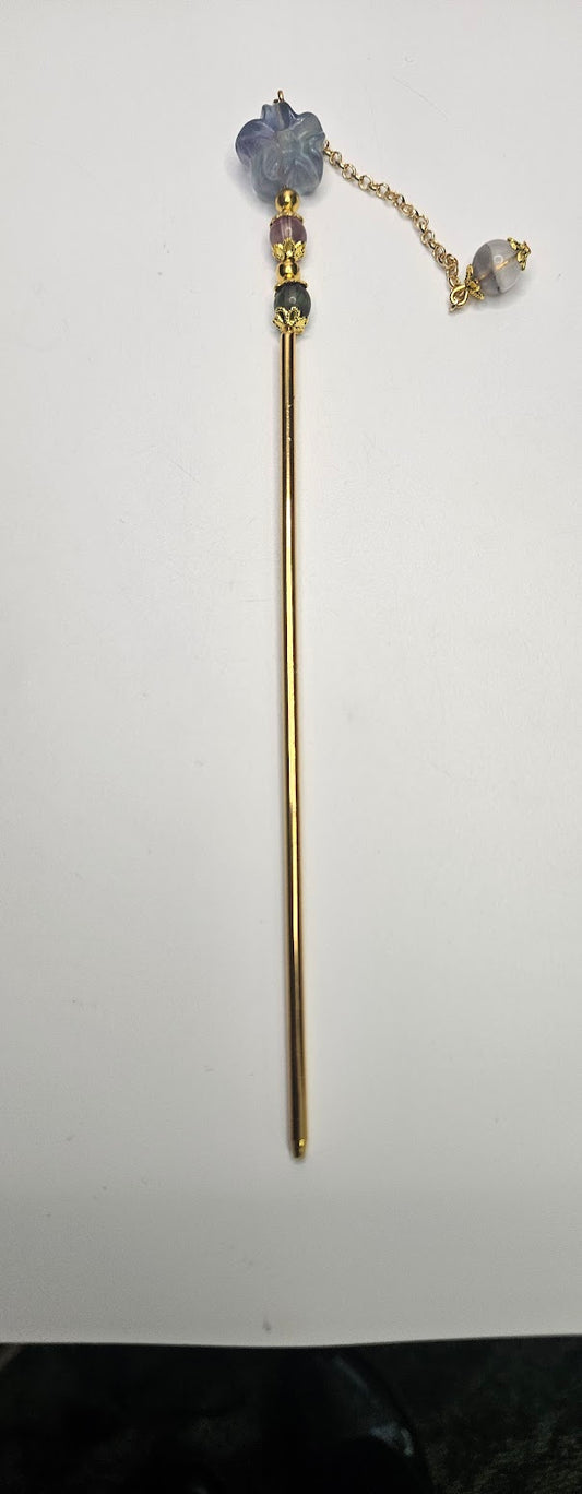 Gold Plated Flourite Hairpin.