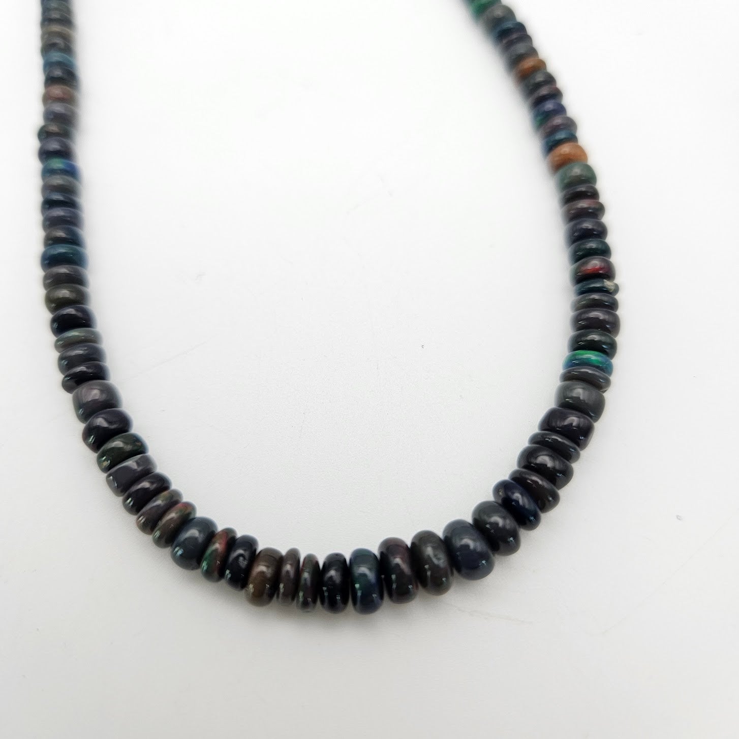 Graduated Black Opal Bead Strand.
