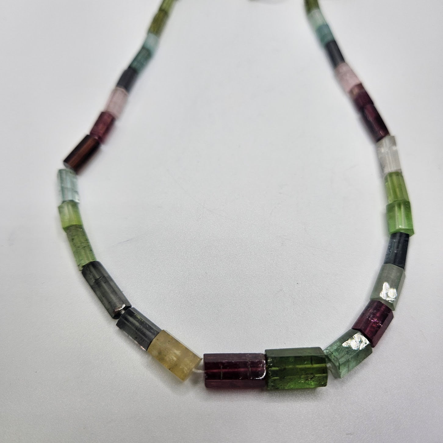 Graduated Watermelon Tourmaline Tube Strand.