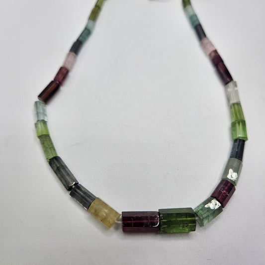Graduated Watermelon Tourmaline Tube Strand.