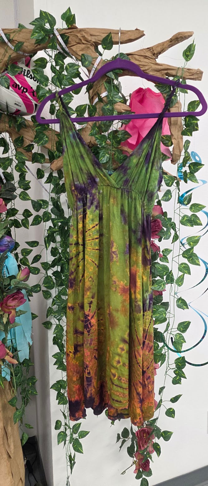 Green Braided Tie-Dye Dress.