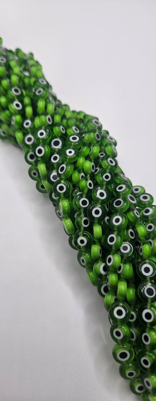 Green Evil Eye Glass Bead Strand.