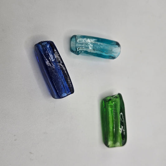Green Glass Tube Beads.