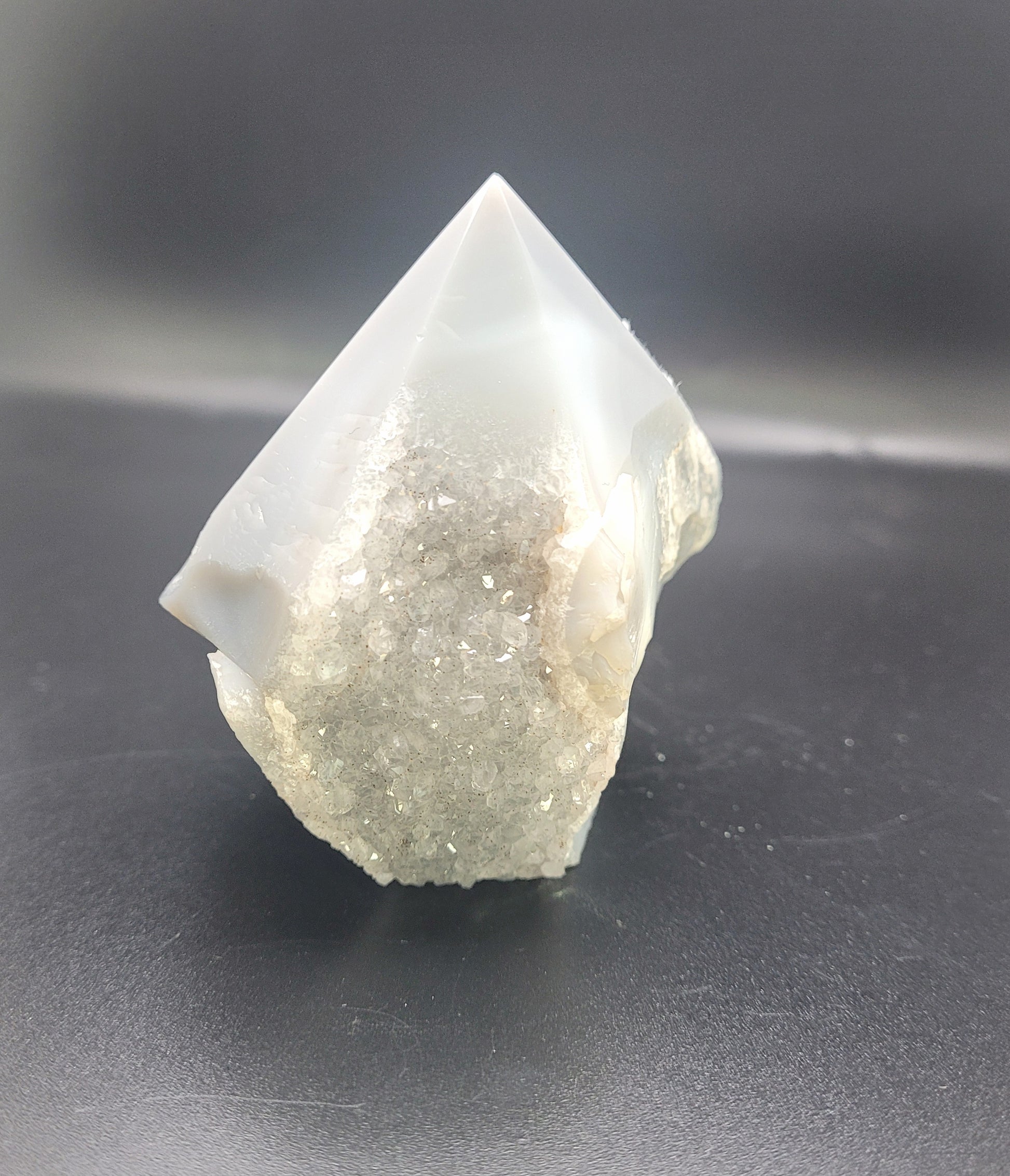 Grey Banded Agate Druzy Tower.