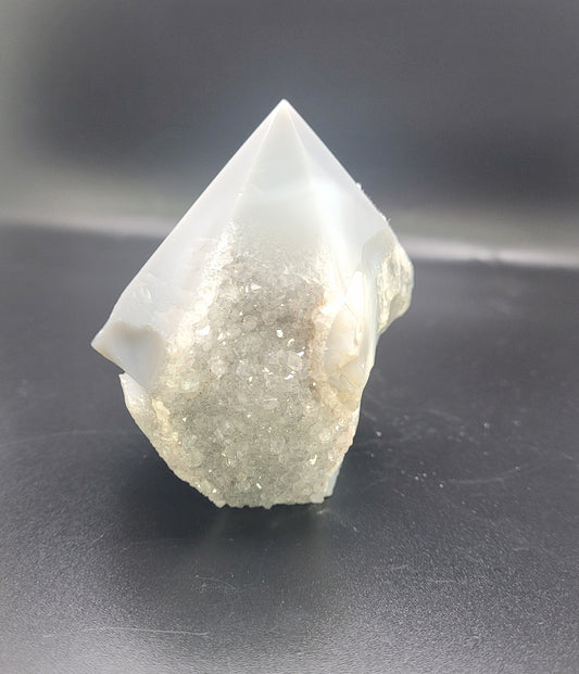 Grey Banded Agate Druzy Tower.