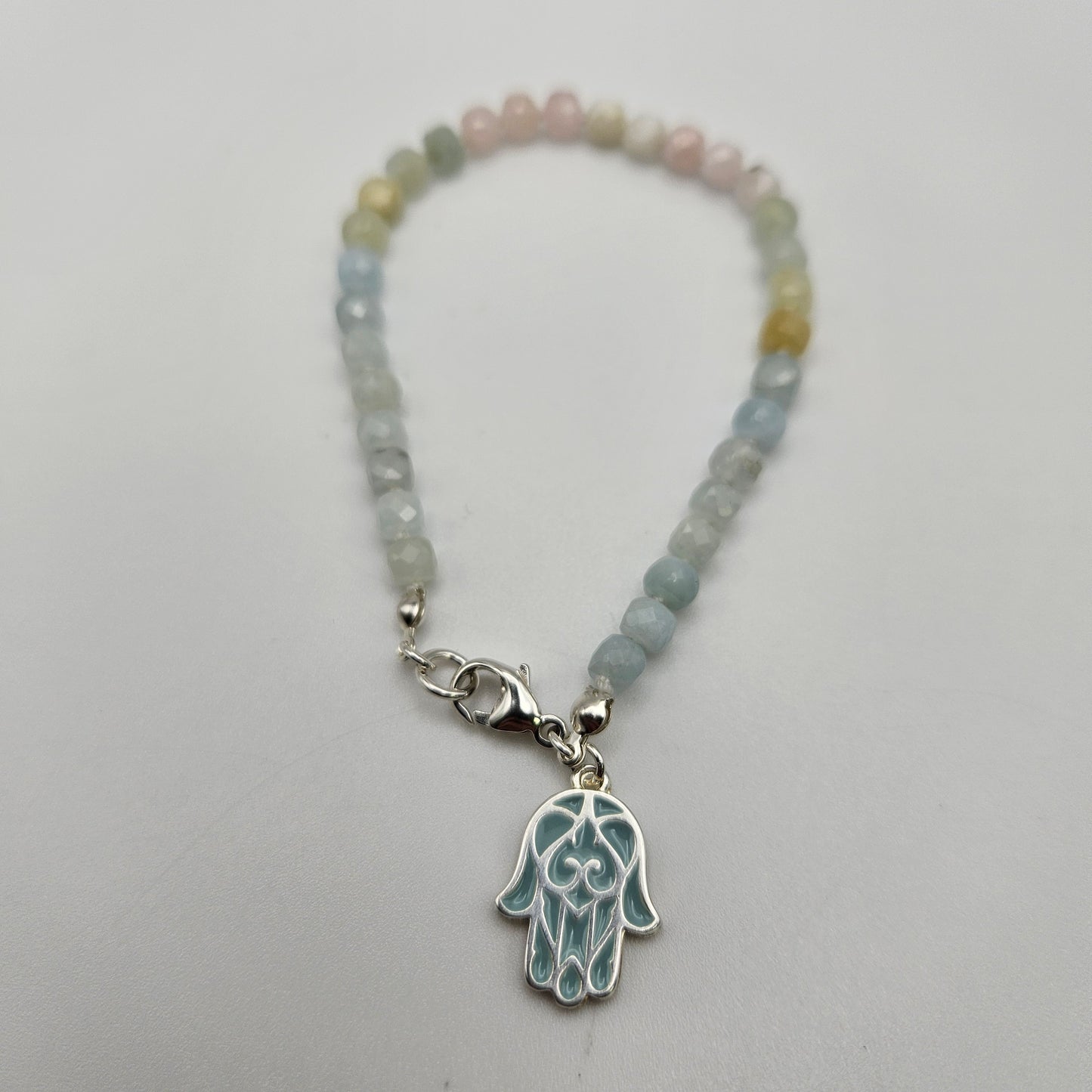 Hamsa Aquamarine Knotted Bracelet.