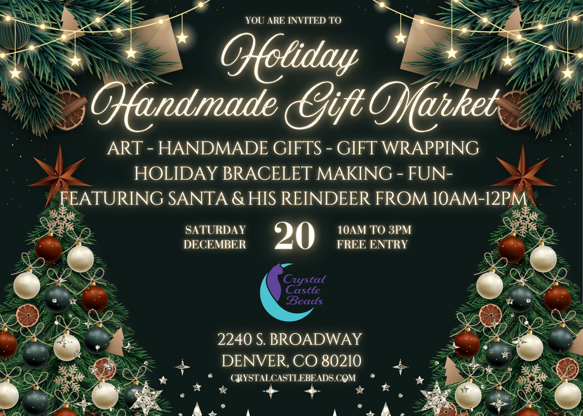 Handmade Holiday Gift Market - Saturday, December 20th.