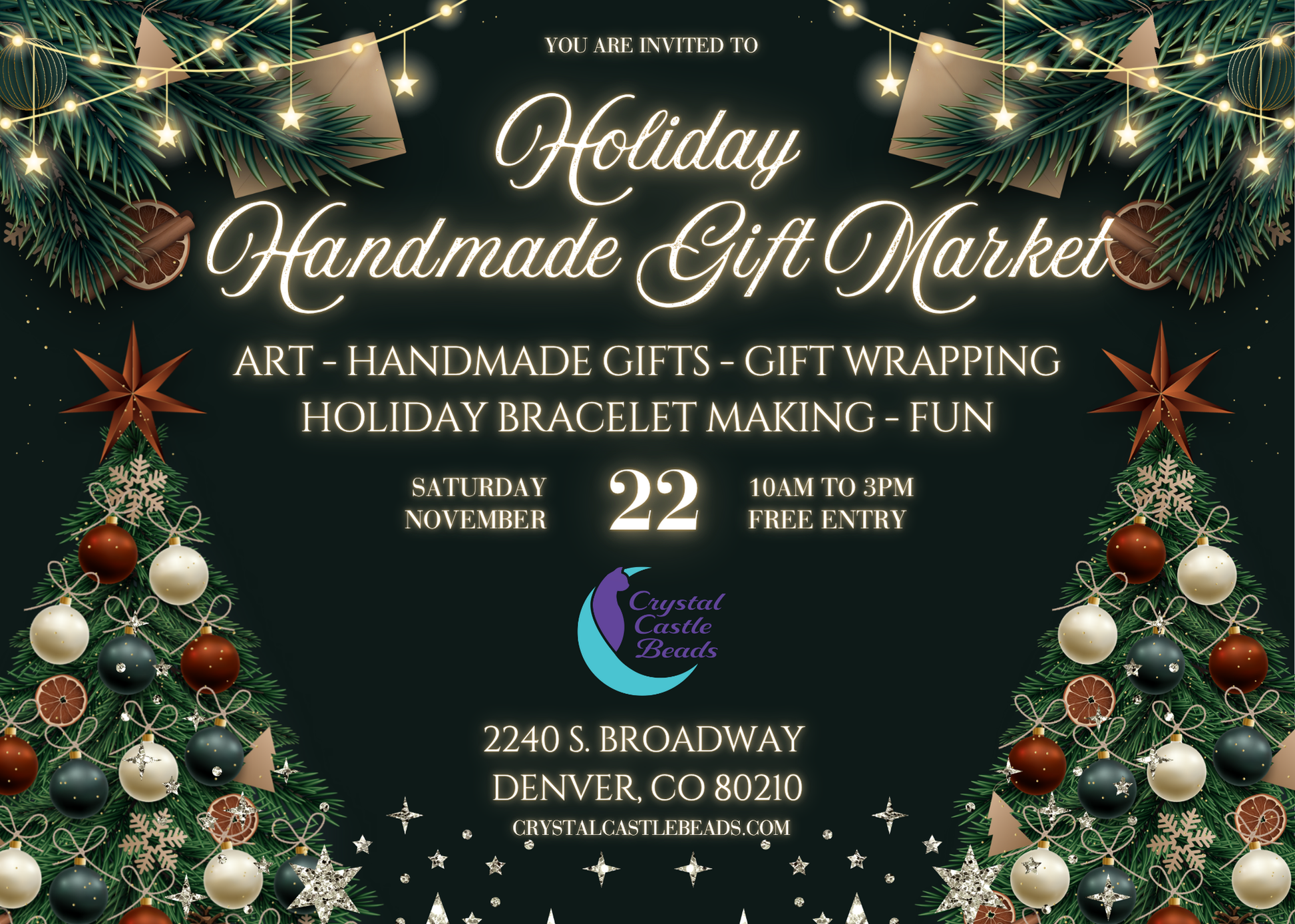 Handmade Holiday Gift Market - Saturday, November 22nd.