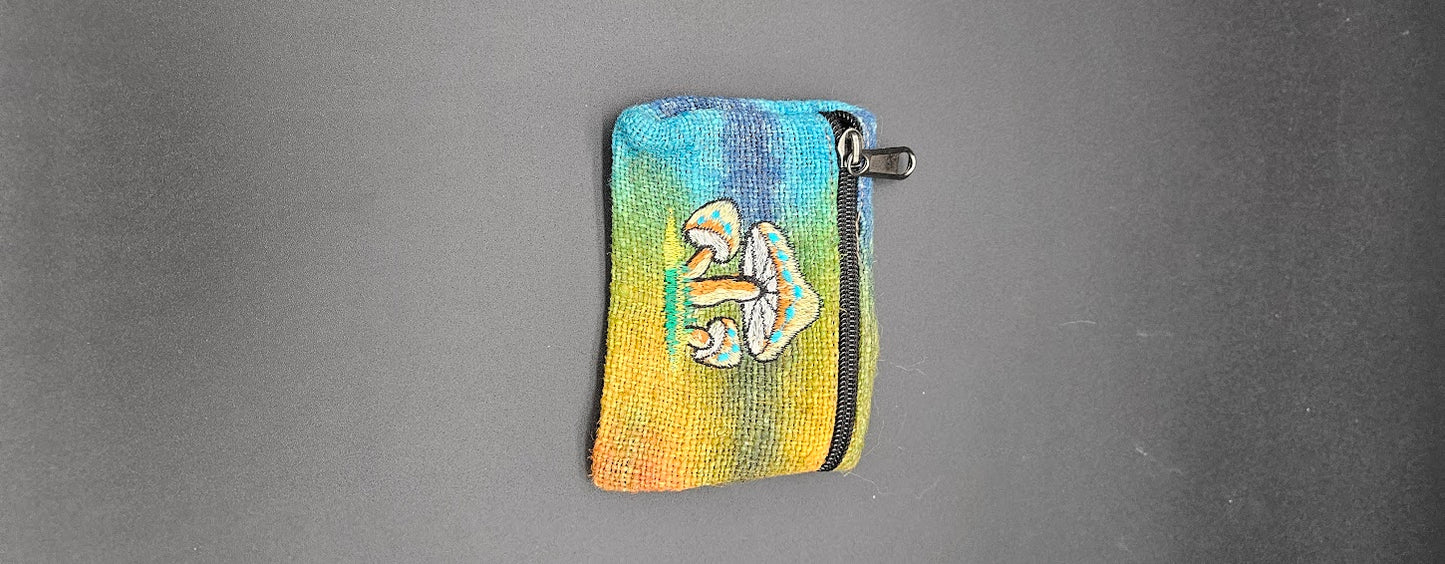 Hemp Coin Bag Blue Mushroom.