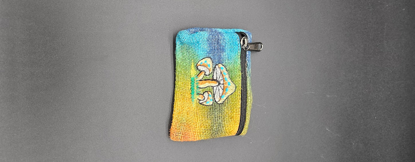 Hemp Coin Bag Blue Mushroom.