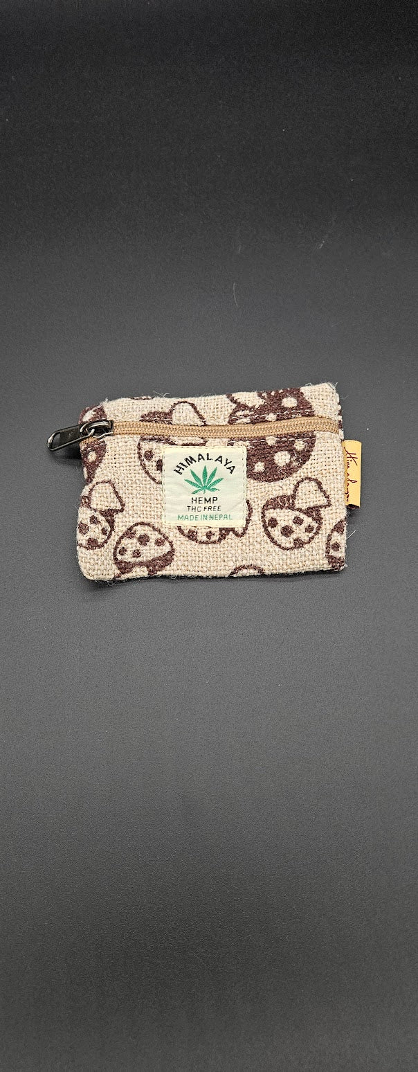 Hemp Coin Bag Brown Mushroom.