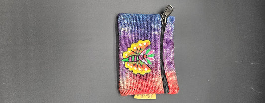 Hemp Coin Bag Red Butterfly.