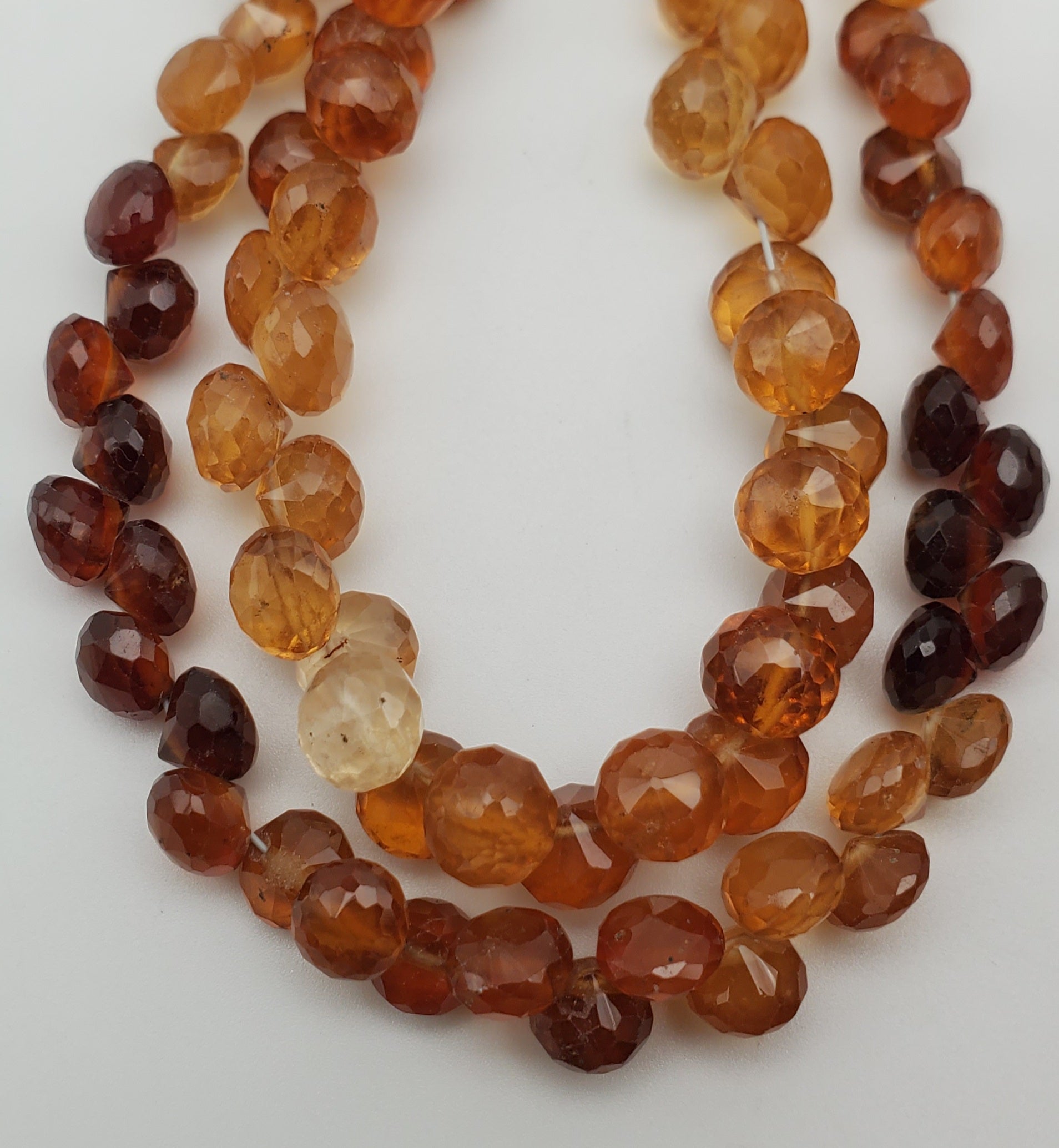 Hessonite Garnet Top Drill Bead Strand.