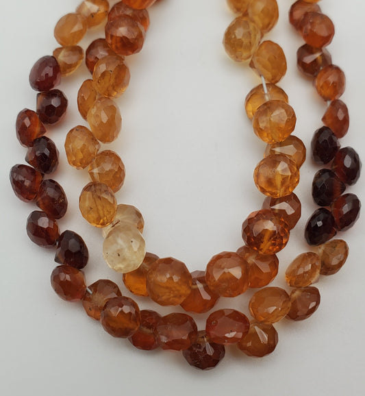 Hessonite Garnet Top Drill Bead Strand.