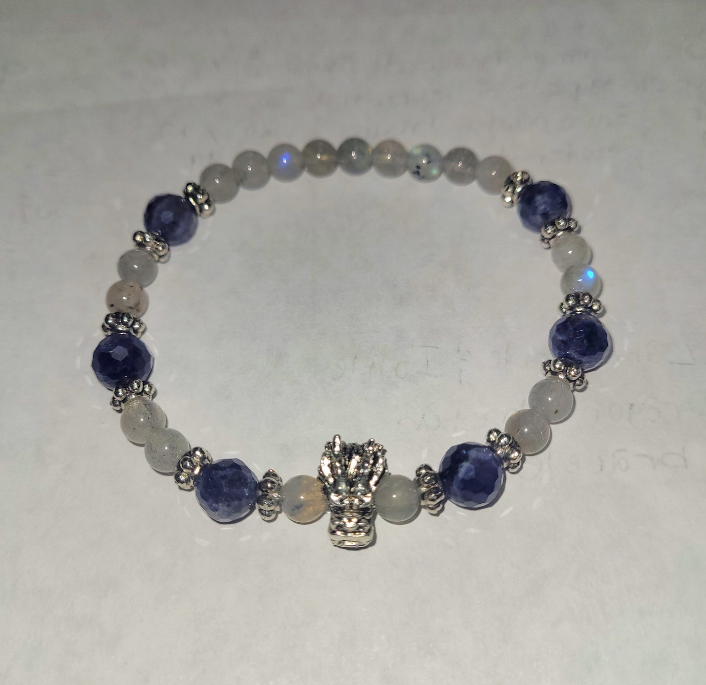 Labradorite And Iolite Dragon Stretch Bracelet.