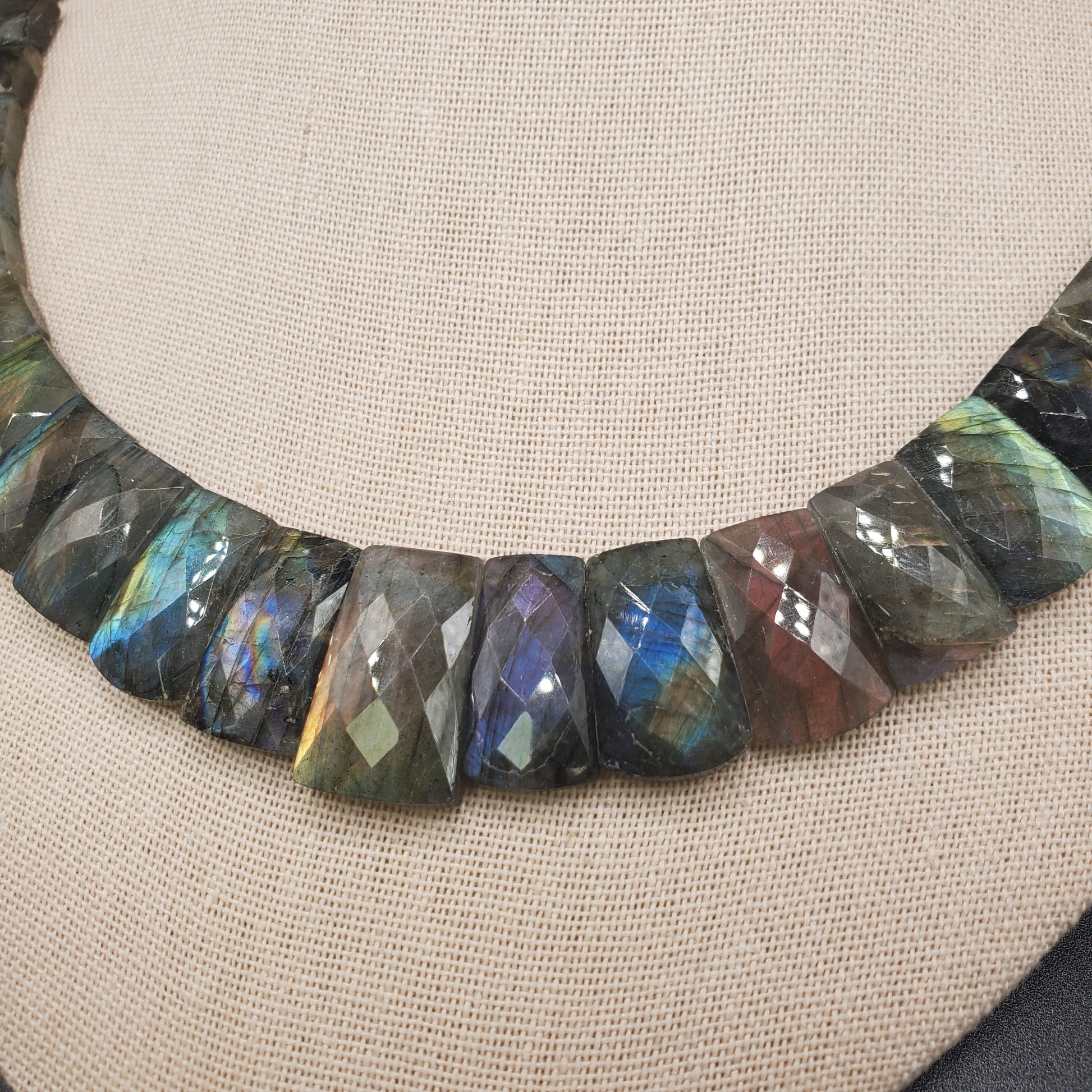 Labradorite Square Gemstone Necklace.