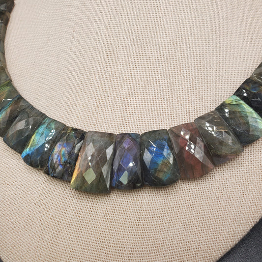 Labradorite Square Gemstone Necklace.