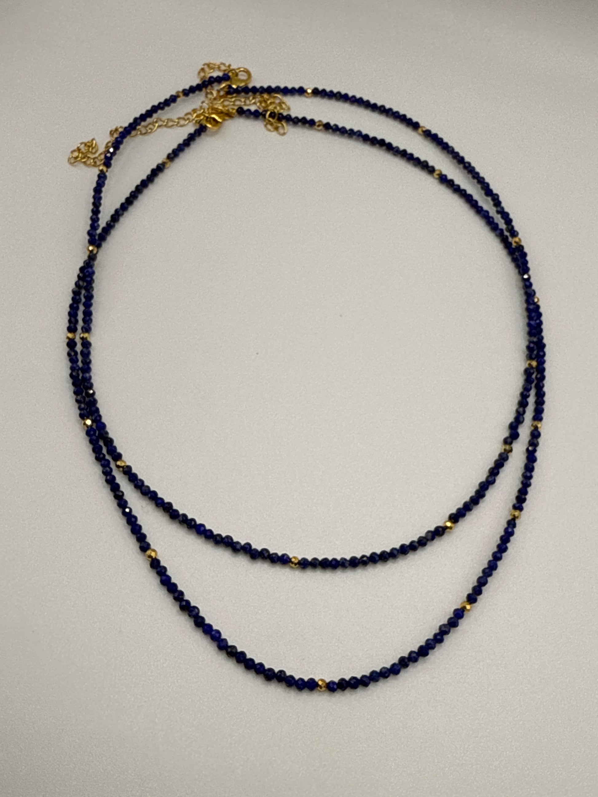 Lapis Lazuli Faceted Necklace with Chain Adjuster.