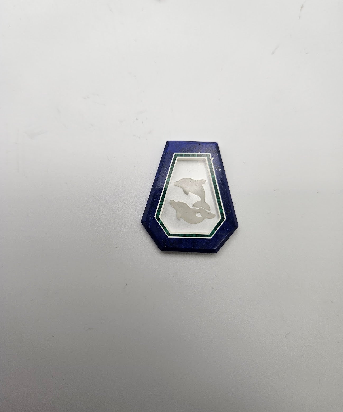 Lapis and Quartz Dolphin Carving.