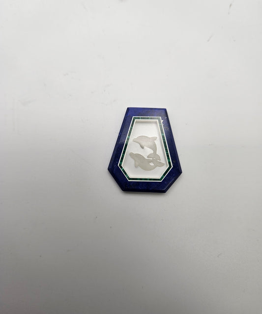 Lapis and Quartz Dolphin Carving.