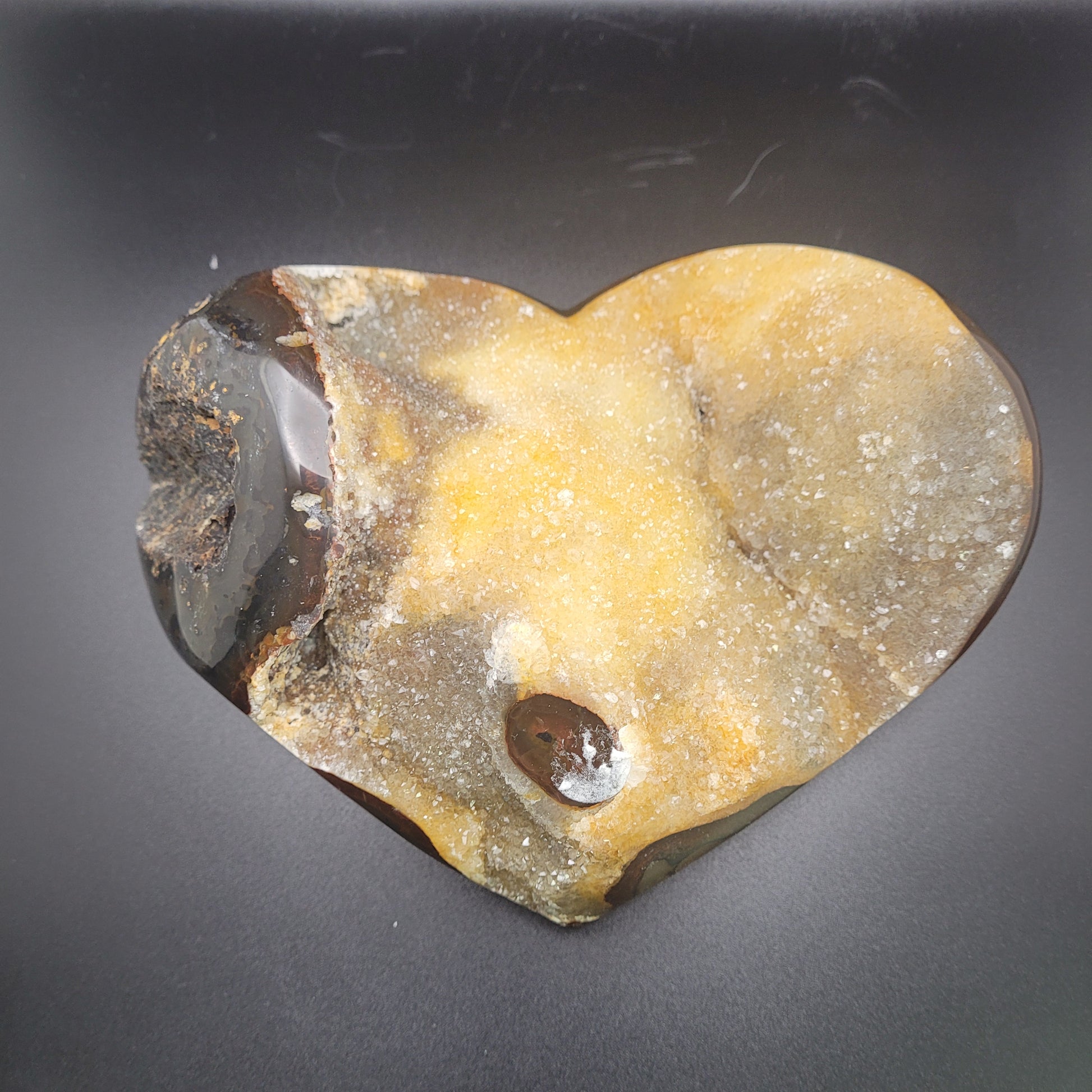 Large Gold Druzy Agate Heart.