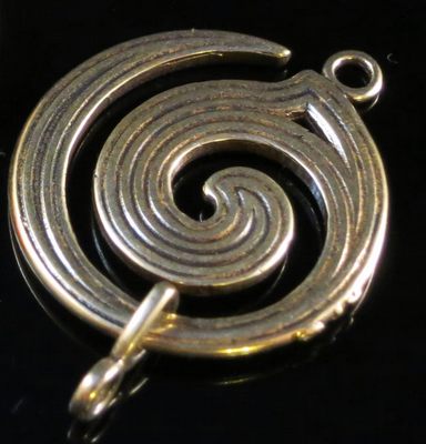Large Spiral Clasp Golden Bronze  Pendant 1.5 x 1 Inc.