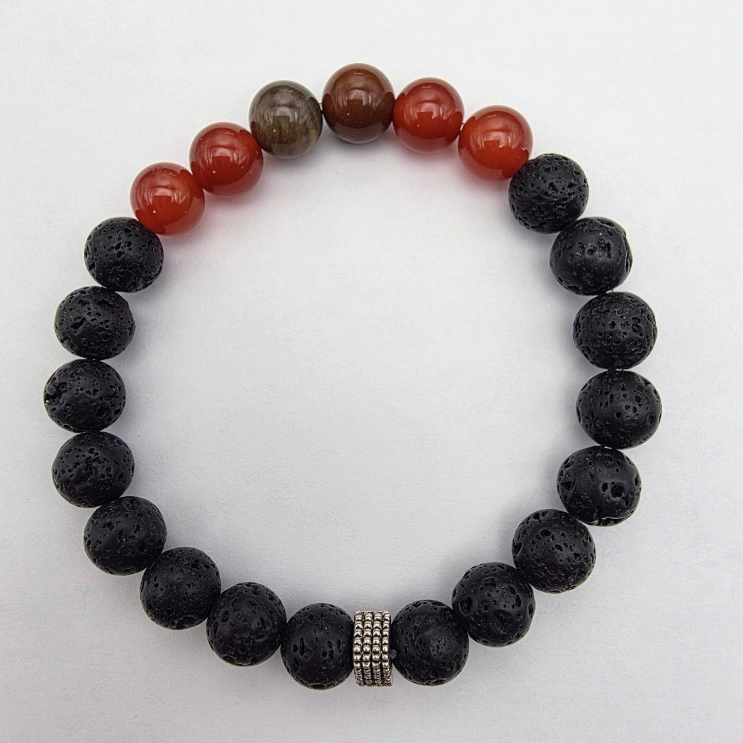Lava Stone and Carnelian Stretch Bracelet Kit.