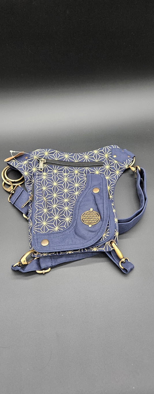 Leg Belt Fanny Pack Blue with Star Pattern.