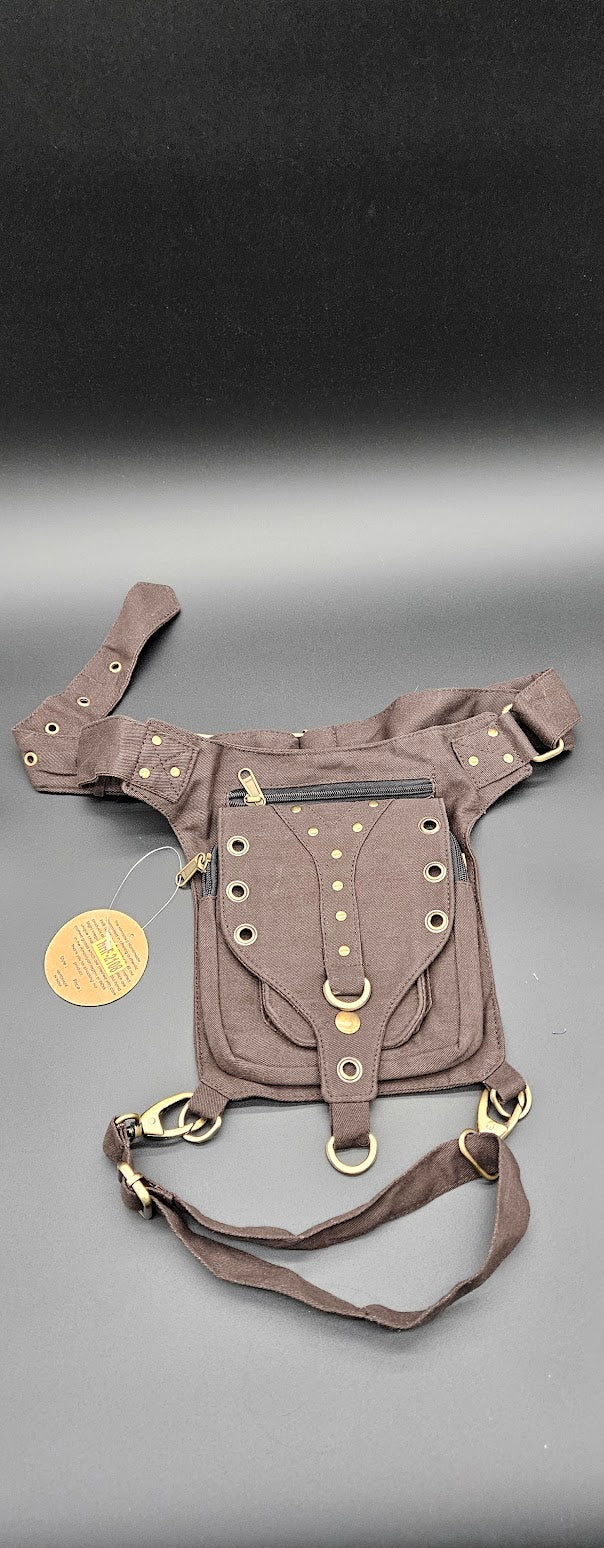 Leg Belt Fanny Pack Brown with Buckle.