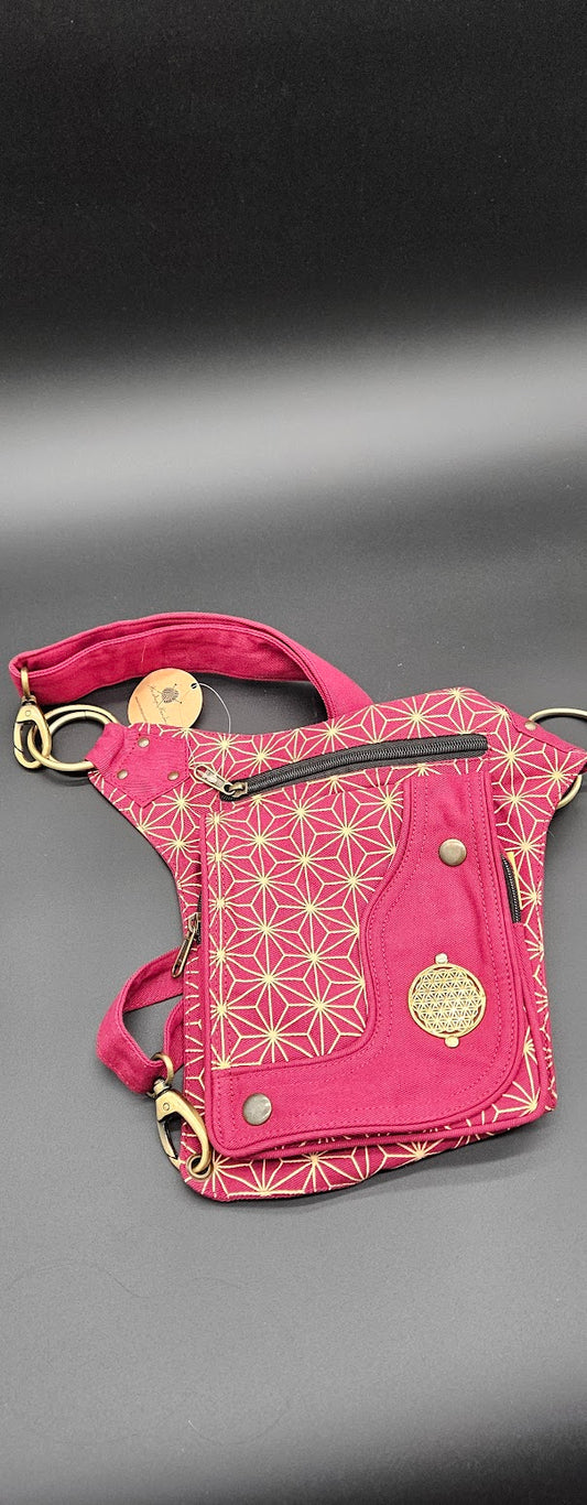 Leg Belt Fanny Pack Red with Star Pattern.